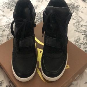 ash leather wedge high tops